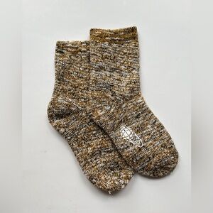 Japan brand beams Cozy Marled Knit Socks in Brown and White winter thick socks